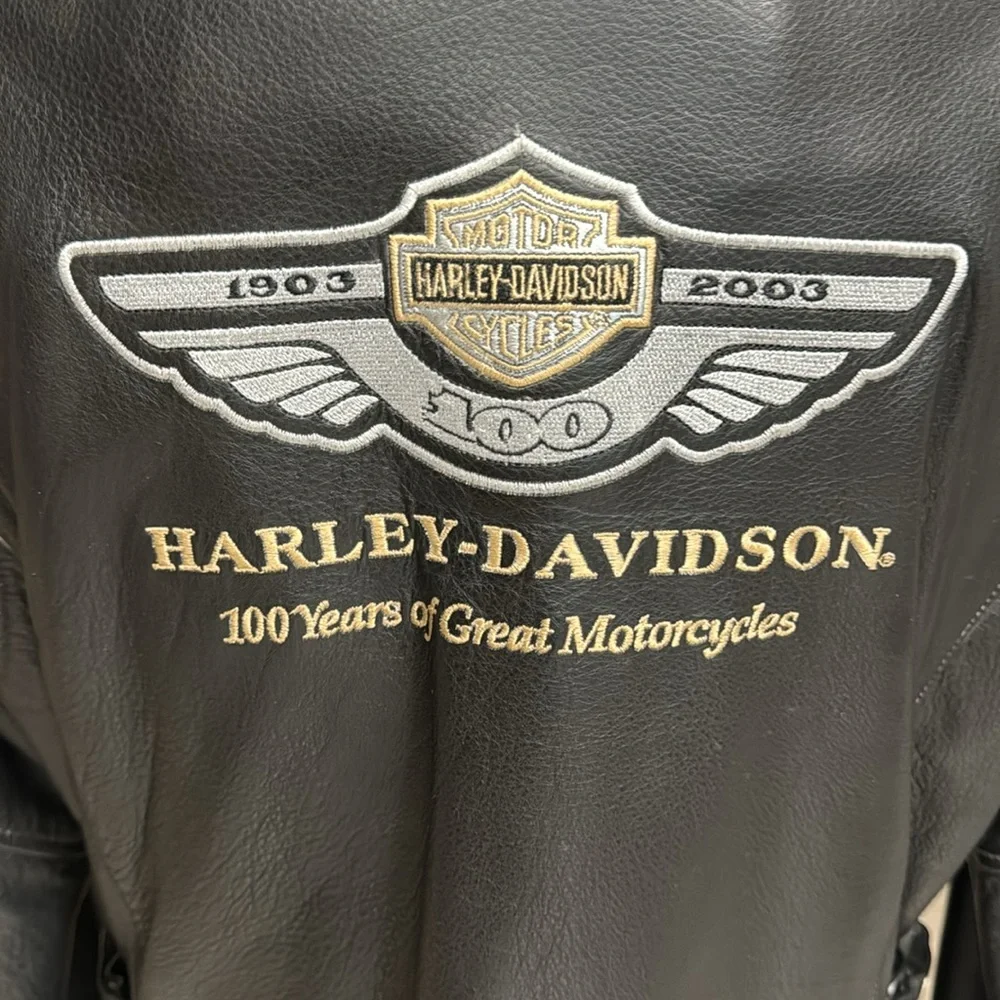 Harley Davidson 100 anniversary leather jacket women’s sz L - Picture 3 of 7